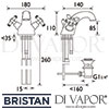 Bristan Colonial Basin Mixer Pop-Up Waste Tap Dimensions